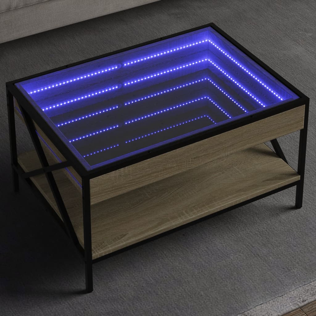 Table basse avec LED infini chêne sonoma 70x50x38 cm - Tables basses