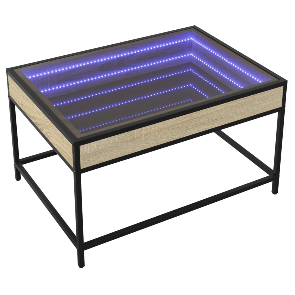Table basse avec LED infini chêne sonoma 70x50x41 cm - Tables basses