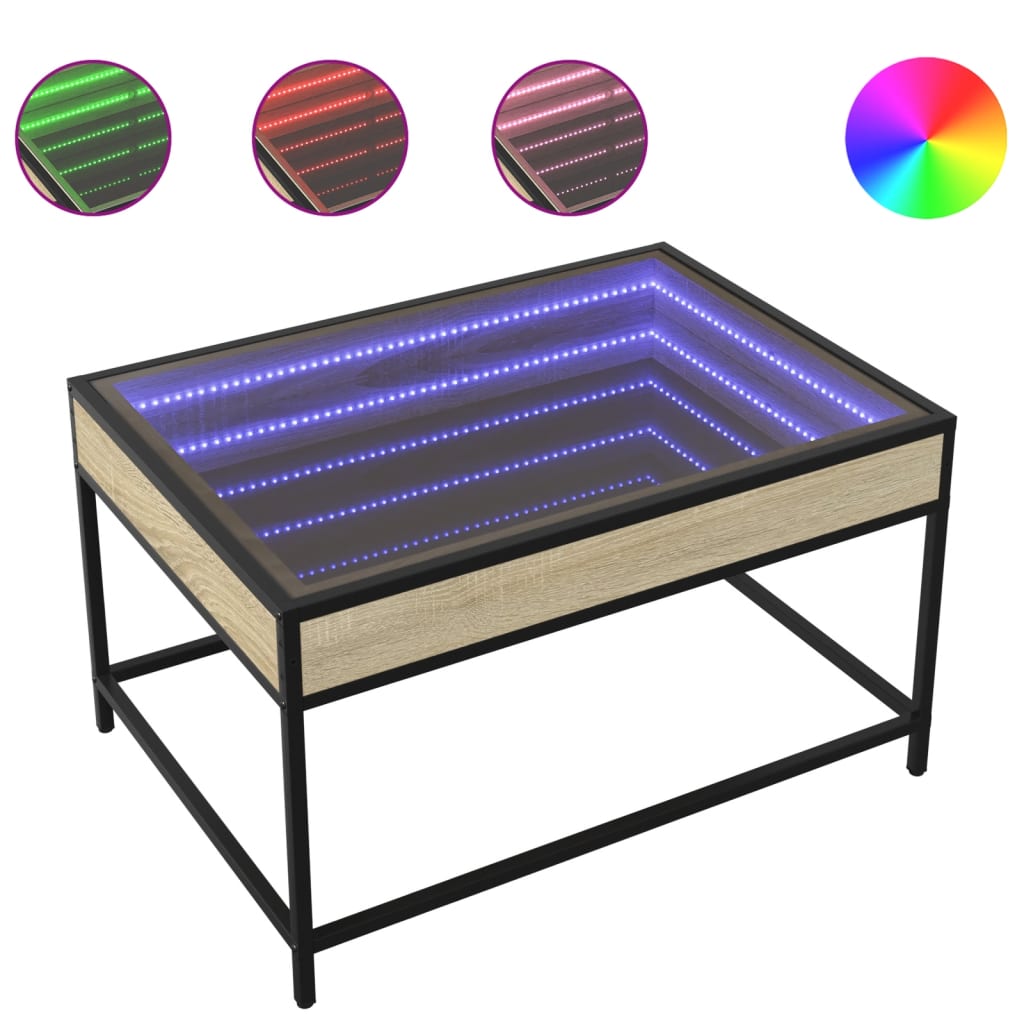 Table basse avec LED infini chêne sonoma 70x50x41 cm - Tables basses
