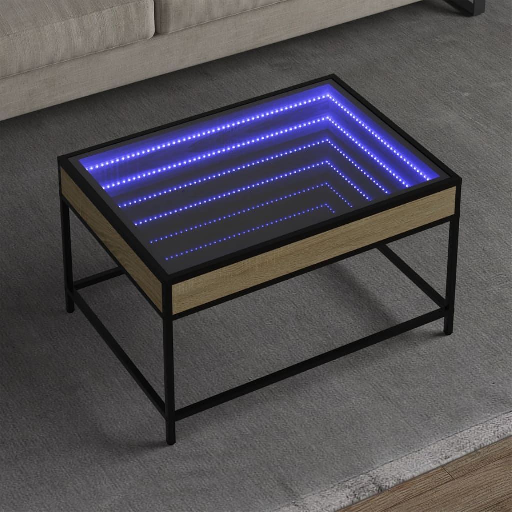 Table basse avec LED infini chêne sonoma 70x50x41 cm - Tables basses
