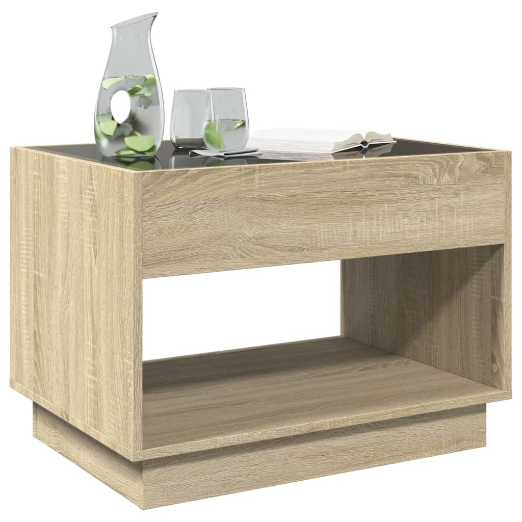 Table basse avec LED infini chêne sonoma 70x50x50 cm - Tables basses