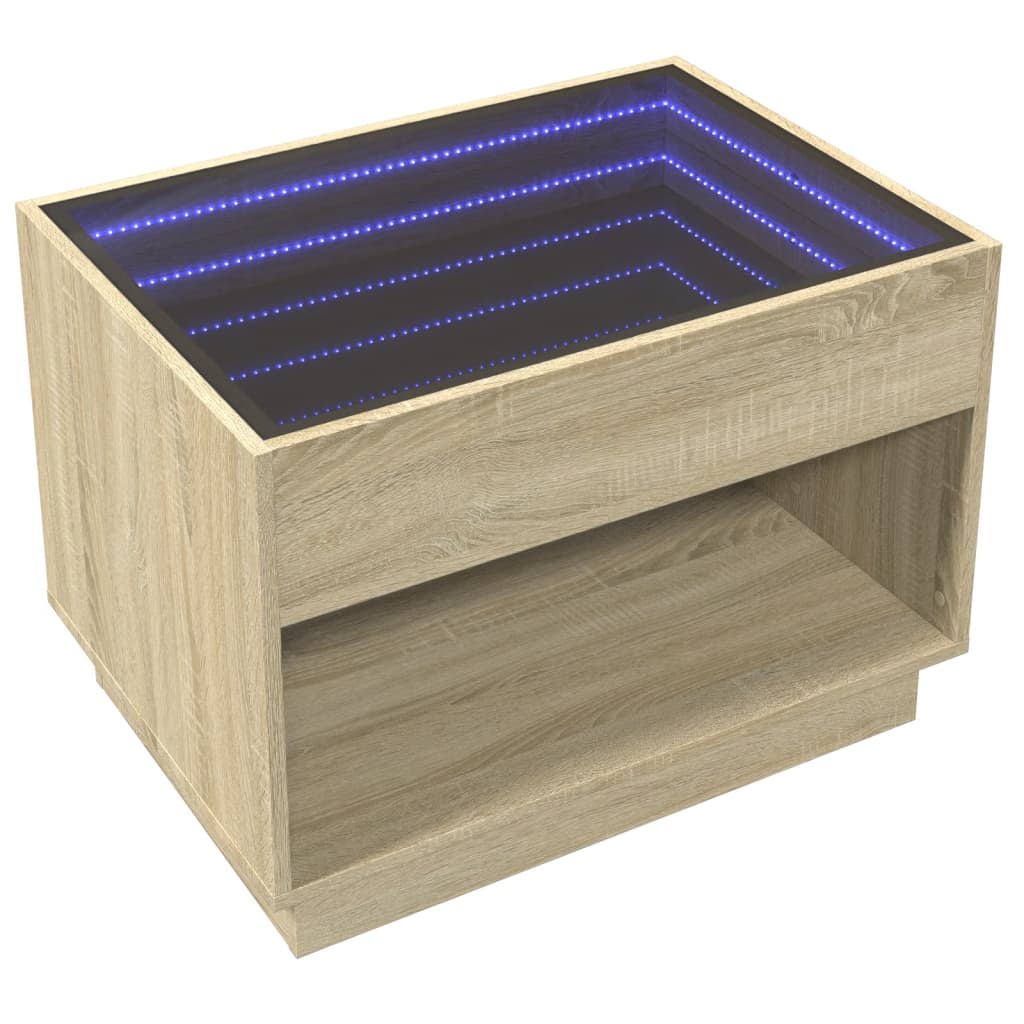 Table basse avec LED infini chêne sonoma 70x50x50 cm - Tables basses