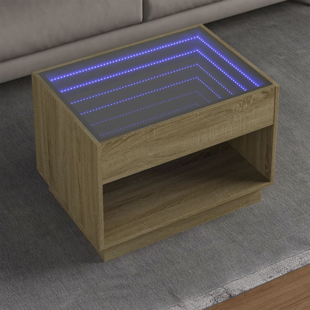 Table basse avec LED infini chêne sonoma 70x50x50 cm - Tables basses