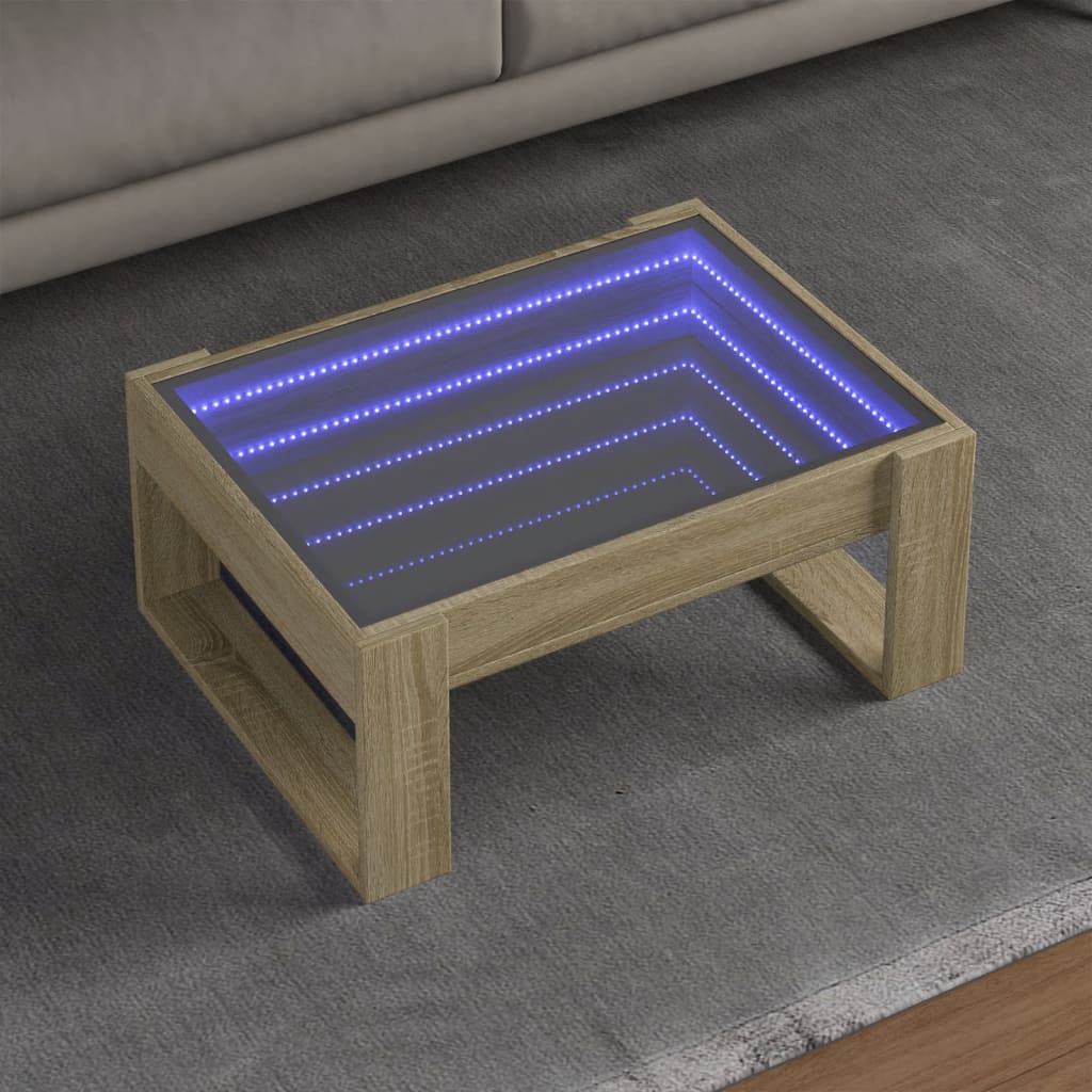 Table basse avec LED infini chêne sonoma 70x53x30 cm - Tables basses