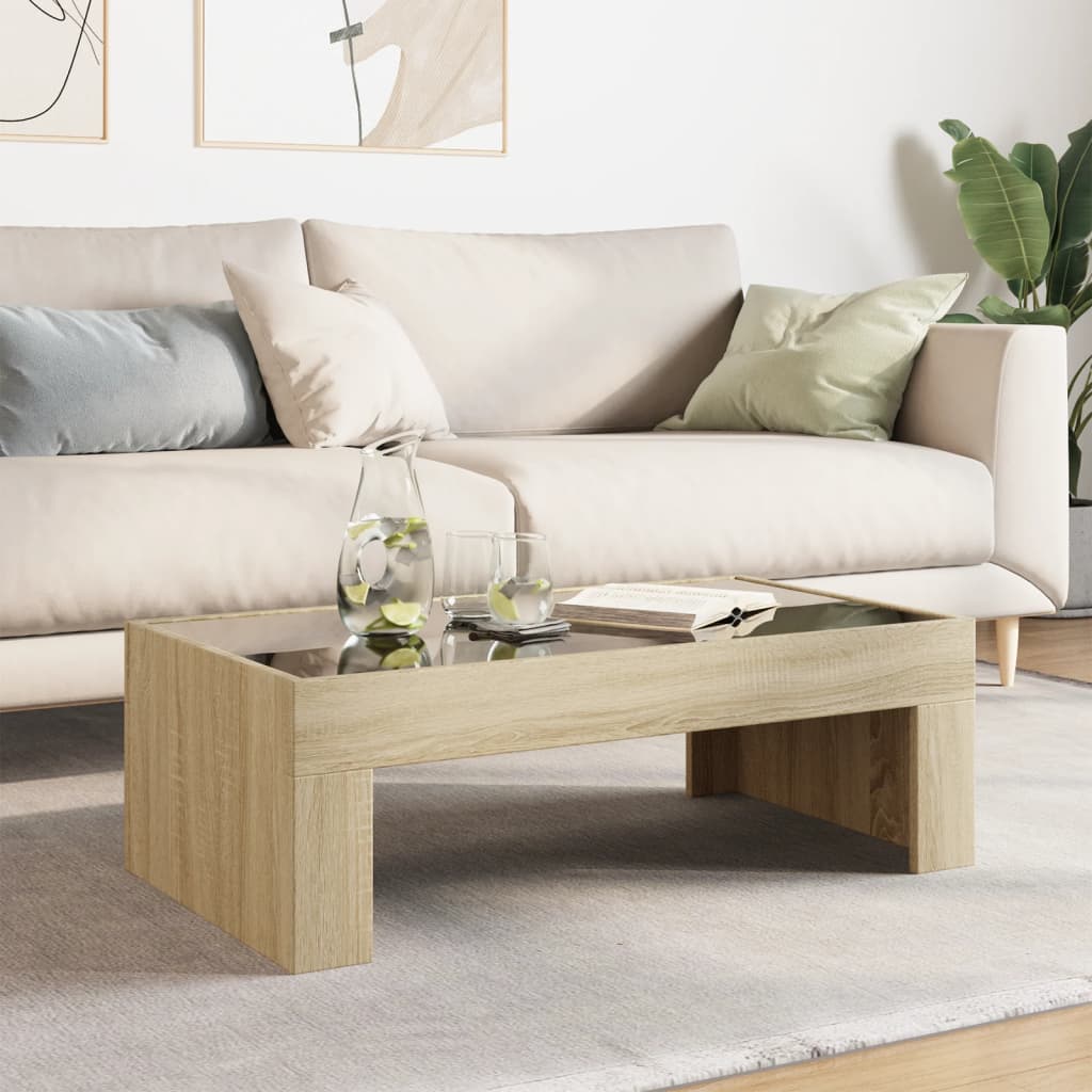 Table basse avec LED infini chêne sonoma 90x50x30 cm - Tables basses