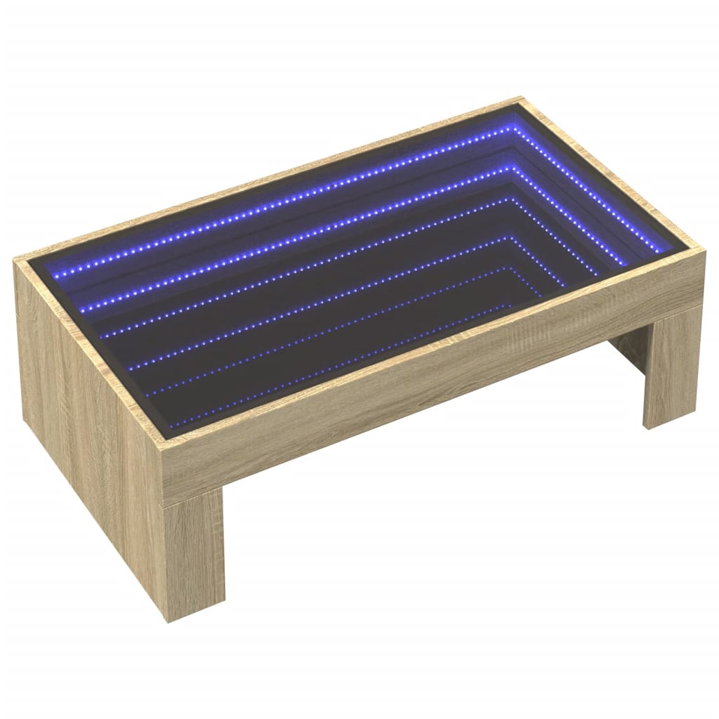 Table basse avec LED infini chêne sonoma 90x50x30 cm - Tables basses