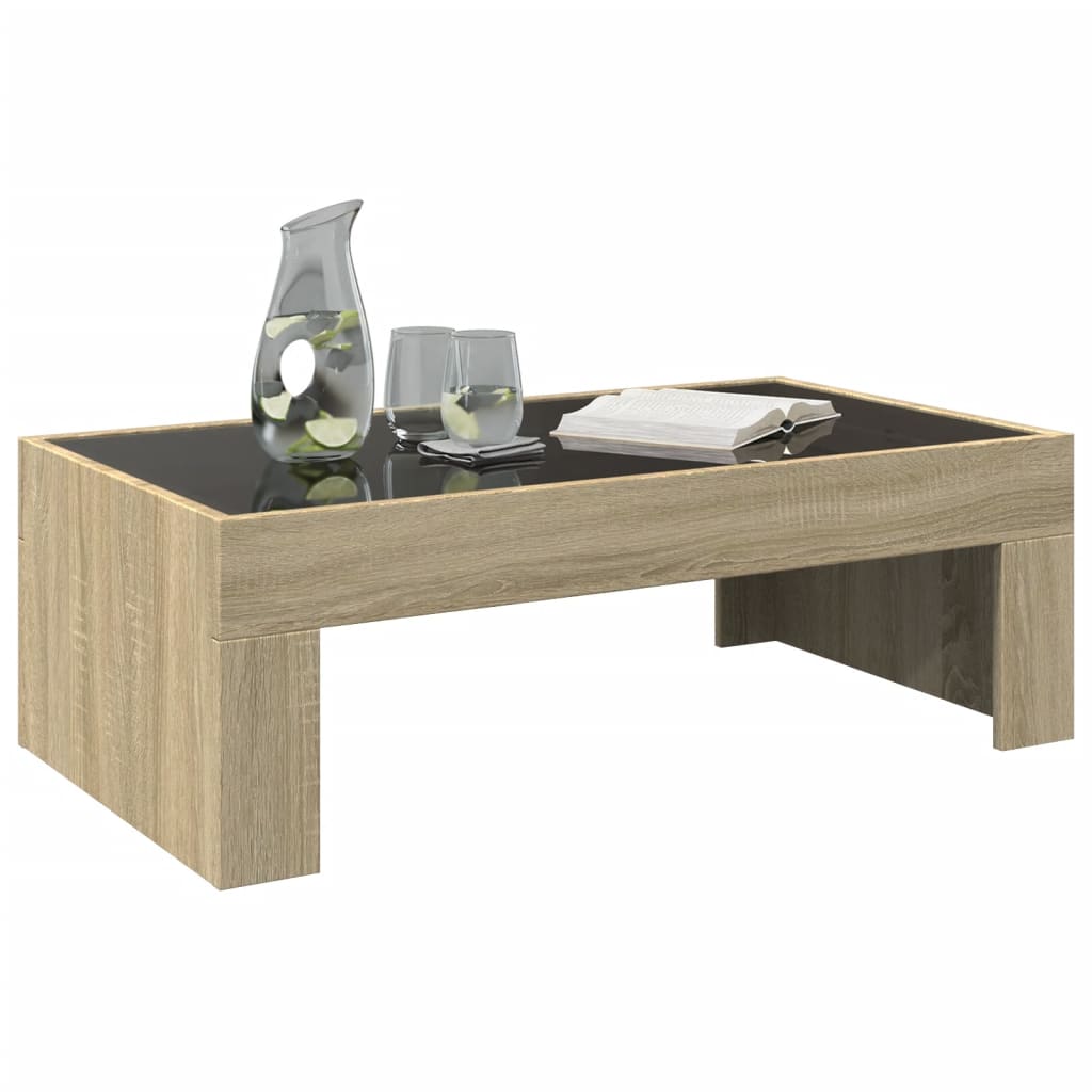 Table basse avec LED infini chêne sonoma 90x50x30 cm - Tables basses