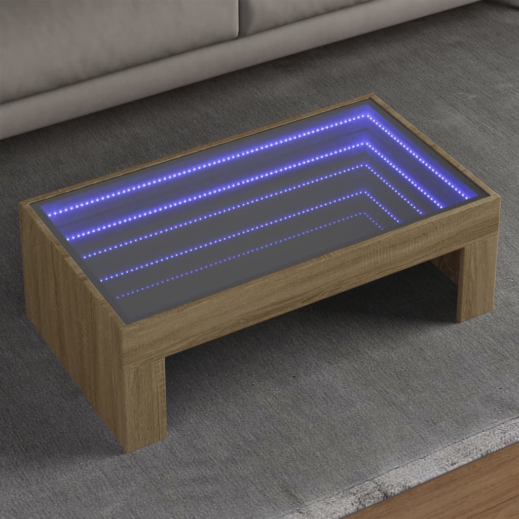 Table basse avec LED infini chêne sonoma 90x50x30 cm - Tables basses