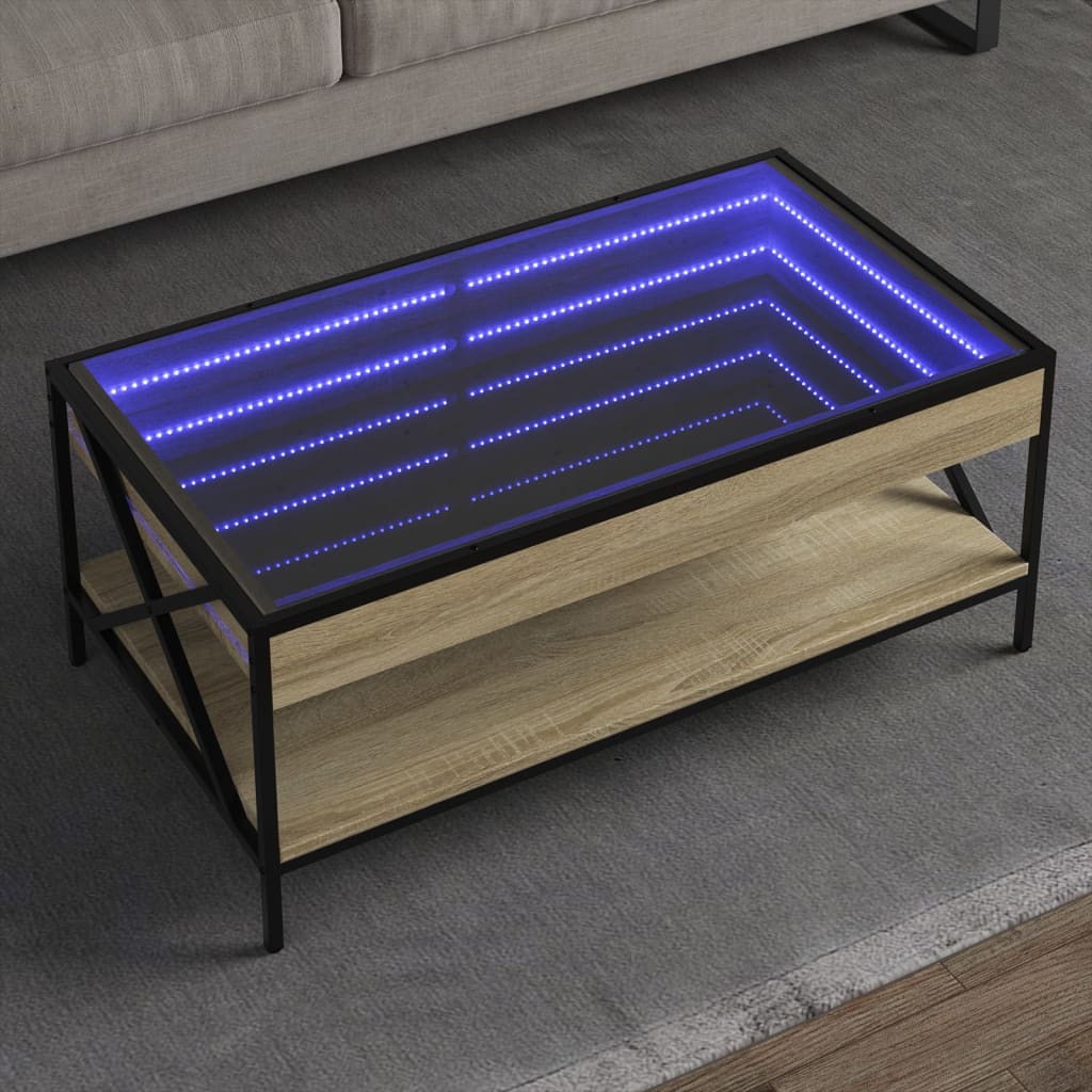 Table basse avec LED infini chêne sonoma 90x50x38 cm - Tables basses