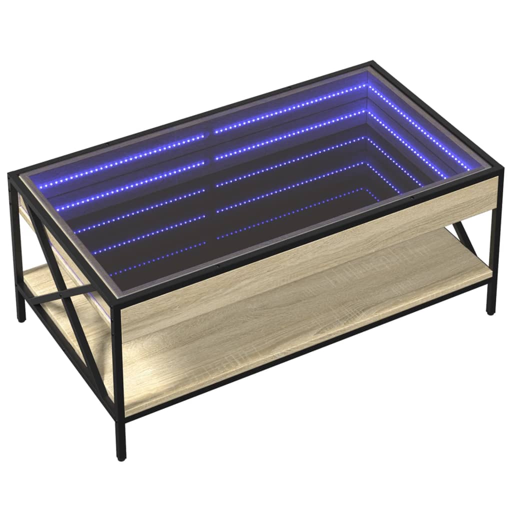 Table basse avec LED infini chêne sonoma 90x50x38 cm - Tables basses