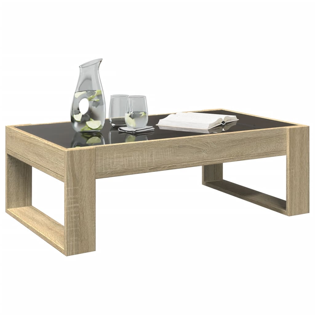 Table basse avec LED infini chêne sonoma 90x53x30 cm - Tables basses