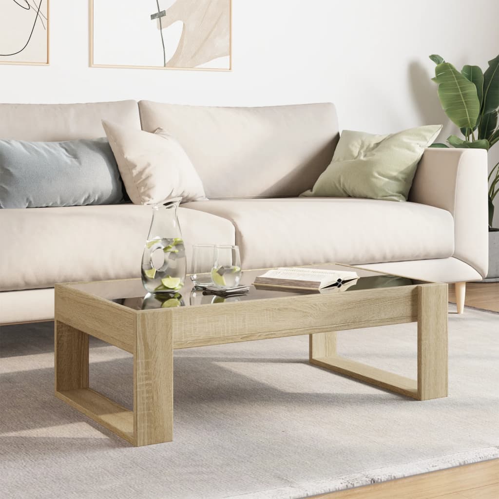 Table basse avec LED infini chêne sonoma 90x53x30 cm - Tables basses