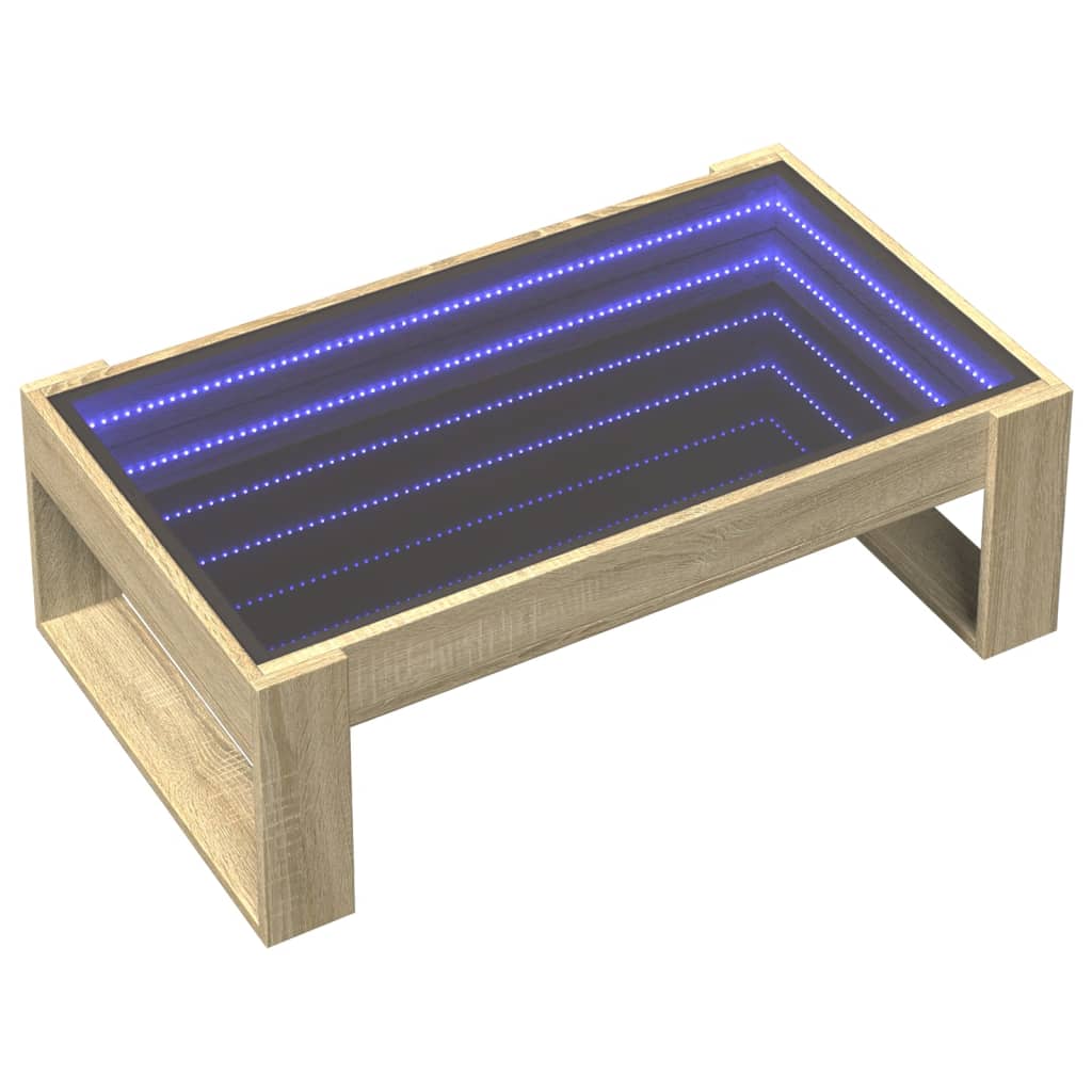 Table basse avec LED infini chêne sonoma 90x53x30 cm - Tables basses
