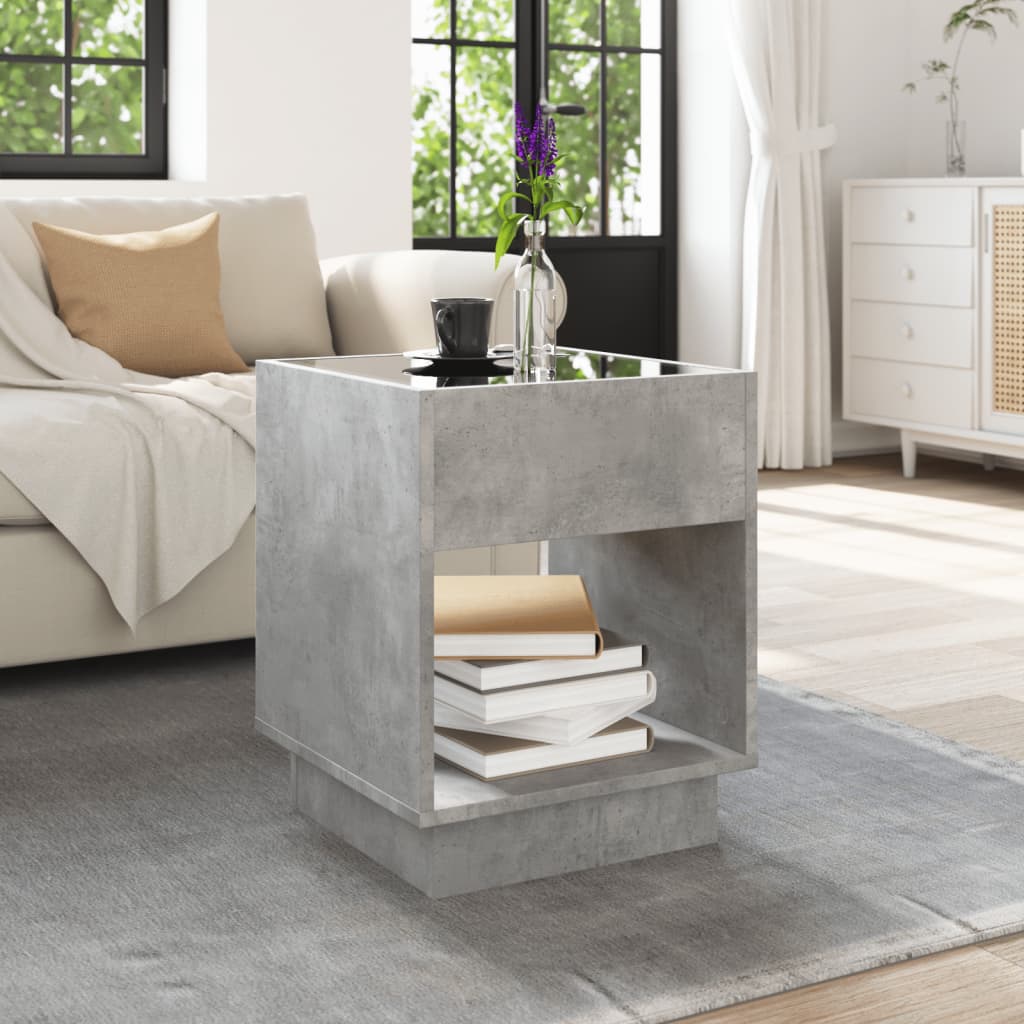 Table basse avec LED infini gris béton 40x40x50 cm - Tables basses