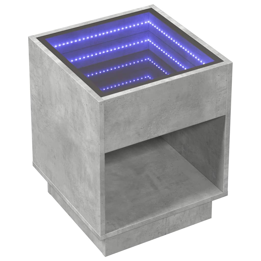 Table basse avec LED infini gris béton 40x40x50 cm - Tables basses