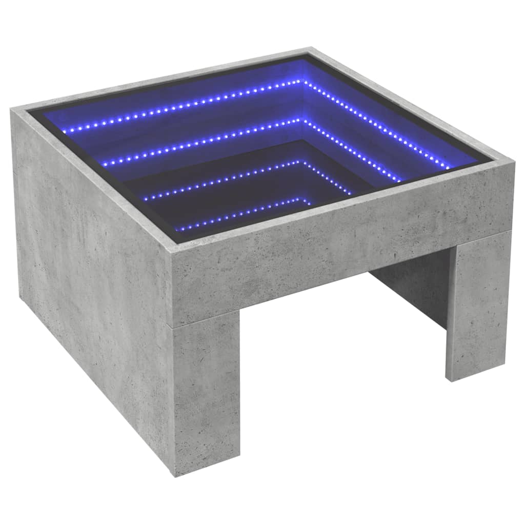 Table basse avec LED infini gris béton 50x50x30 cm - Tables basses