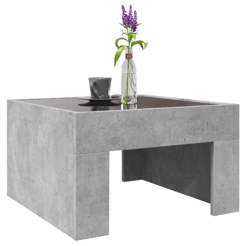 Table basse avec LED infini gris béton 50x50x30 cm - Tables basses