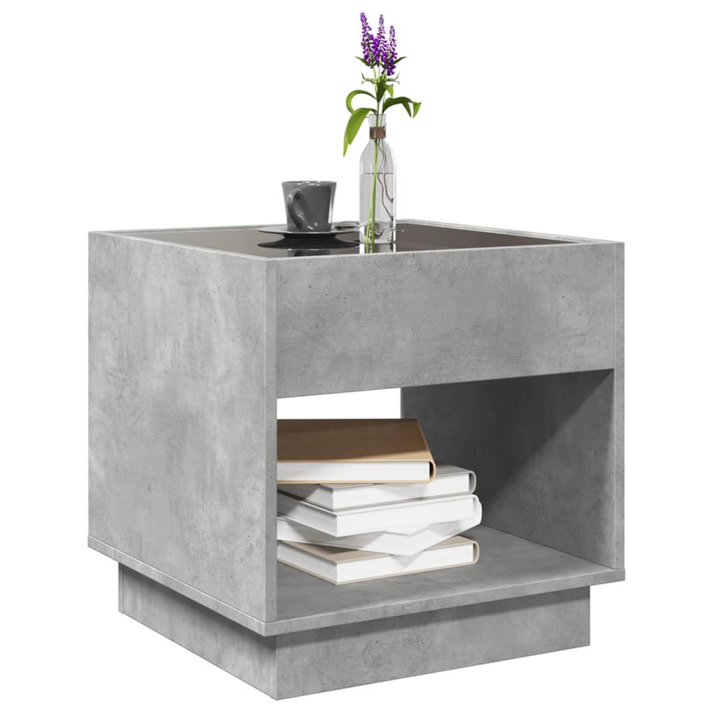 Table basse avec LED infini gris béton 50x50x50 cm - Tables basses