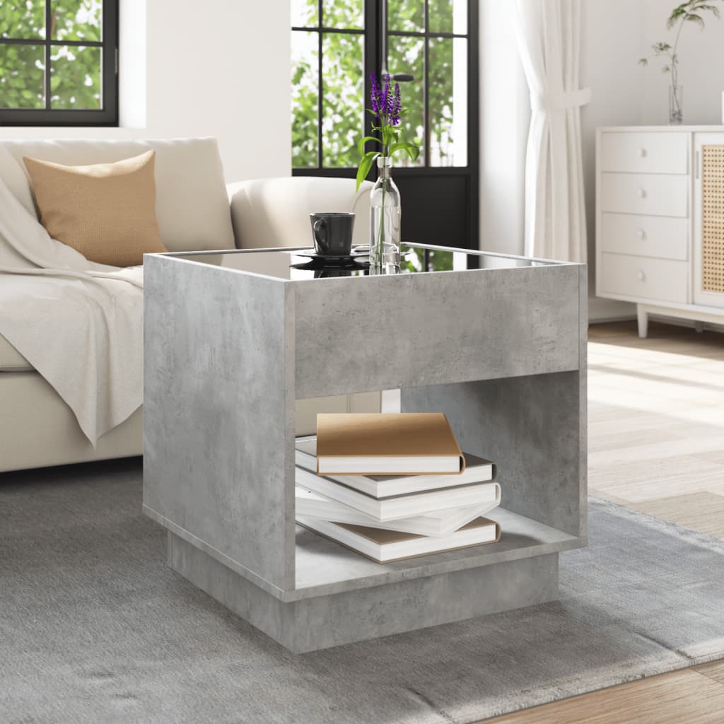 Table basse avec LED infini gris béton 50x50x50 cm - Tables basses