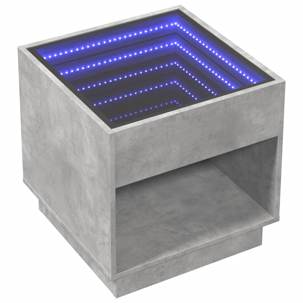 Table basse avec LED infini gris béton 50x50x50 cm - Tables basses