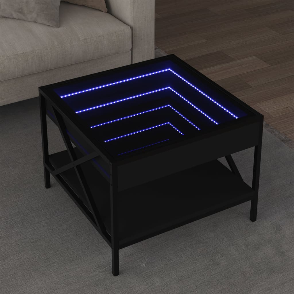 Table basse avec LED infini noir 50x50x38 cm - Tables basses