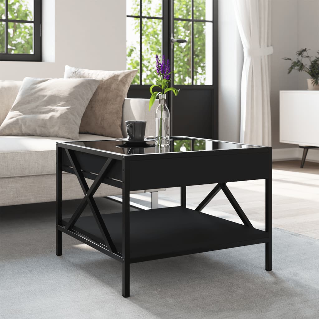 Table basse avec LED infini noir 50x50x38 cm - Tables basses