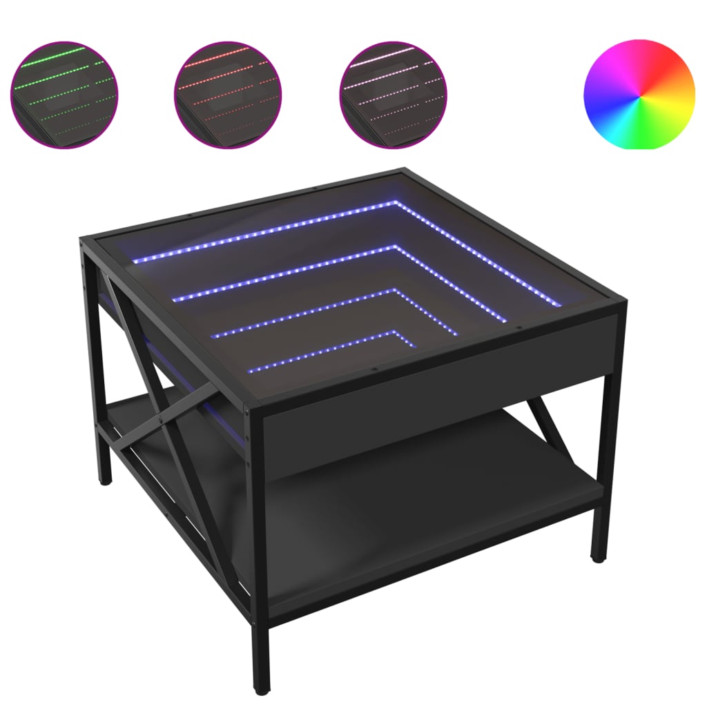 Table basse avec LED infini noir 50x50x38 cm - Tables basses
