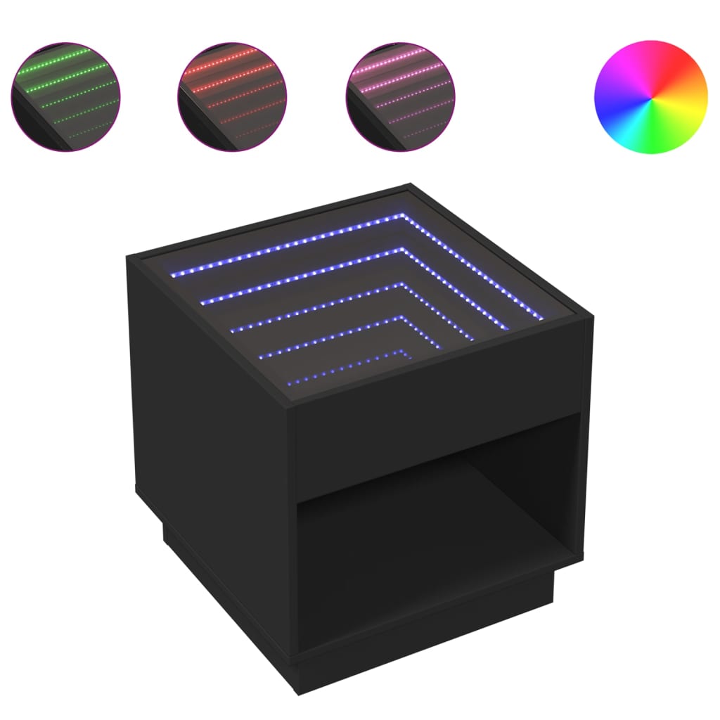 Table basse avec LED infini noir 50x50x50 cm - Tables basses