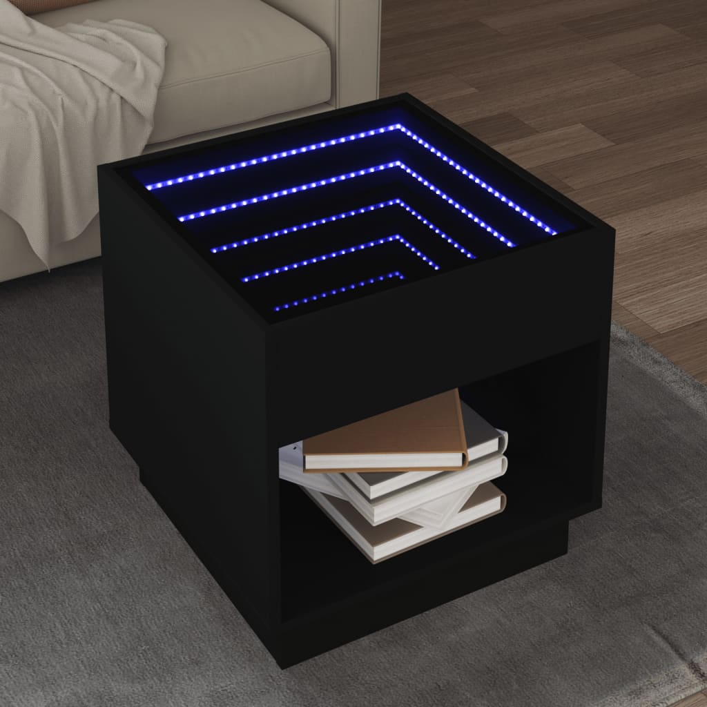 Table basse avec LED infini noir 50x50x50 cm - Tables basses