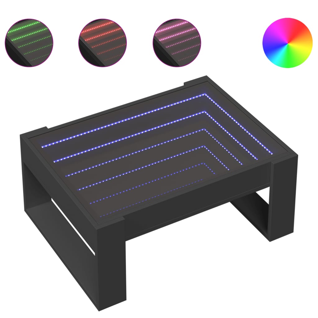 Table basse avec LED infini noir 70x53x30 cm - Tables basses