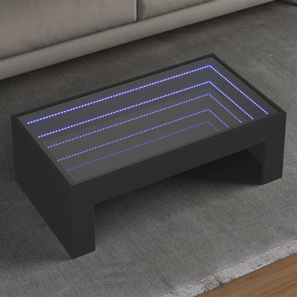 Table basse avec LED infini noir 90x50x30 cm - Tables basses