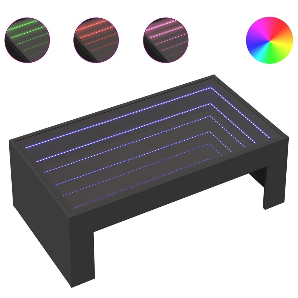Table basse avec LED infini noir 90x50x30 cm - Tables basses