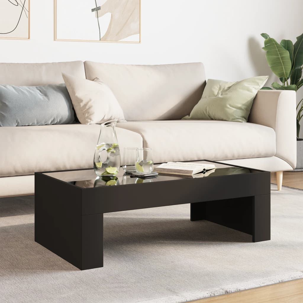 Table basse avec LED infini noir 90x50x30 cm - Tables basses