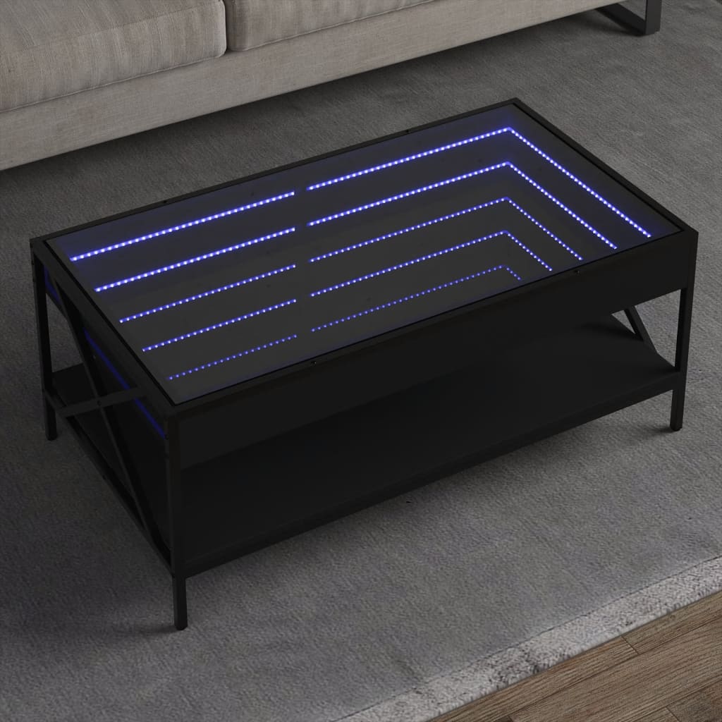 Table basse avec LED infini noir 90x50x38 cm - Tables basses