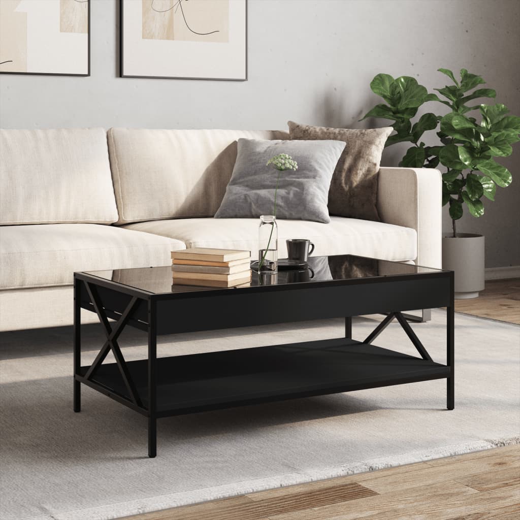 Table basse avec LED infini noir 90x50x38 cm - Tables basses