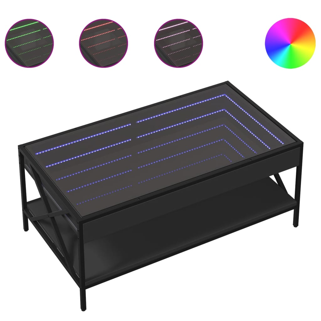 Table basse avec LED infini noir 90x50x38 cm - Tables basses
