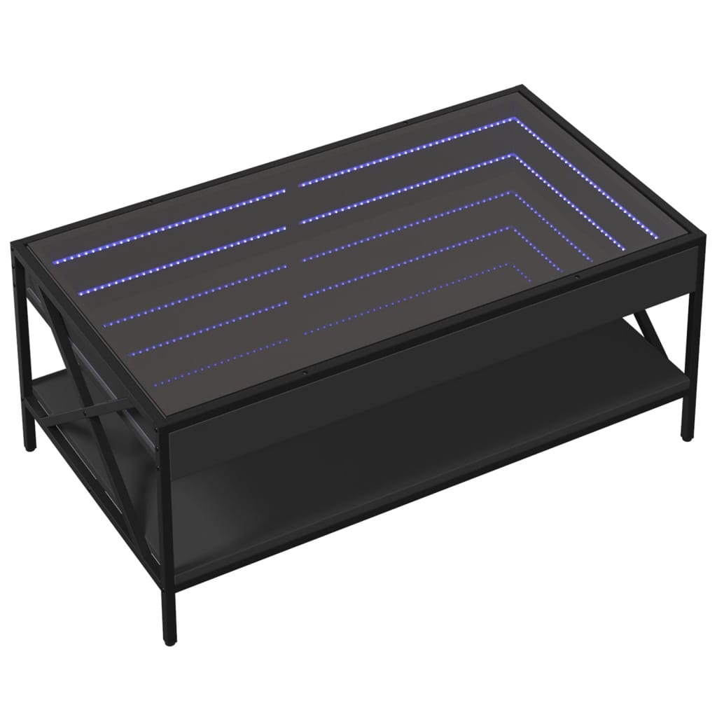 Table basse avec LED infini noir 90x50x38 cm - Tables basses