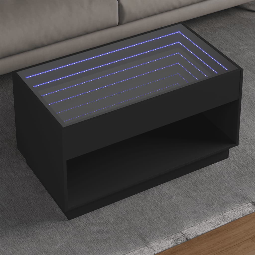 Table basse avec LED infini noir 90x50x50 cm - Tables basses
