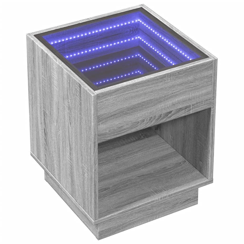 Table basse avec LED infini sonoma gris 40x40x50 cm - Tables basses