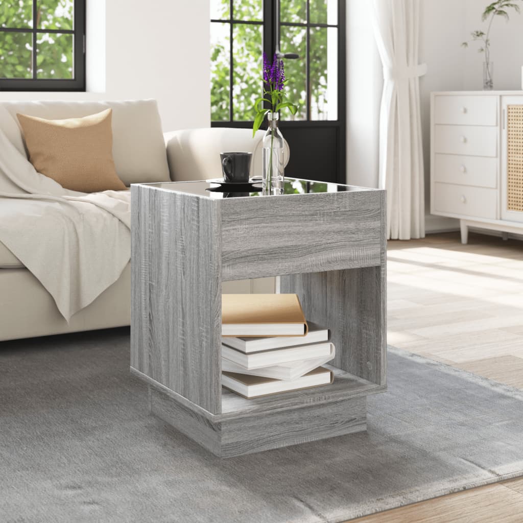 Table basse avec LED infini sonoma gris 40x40x50 cm - Tables basses