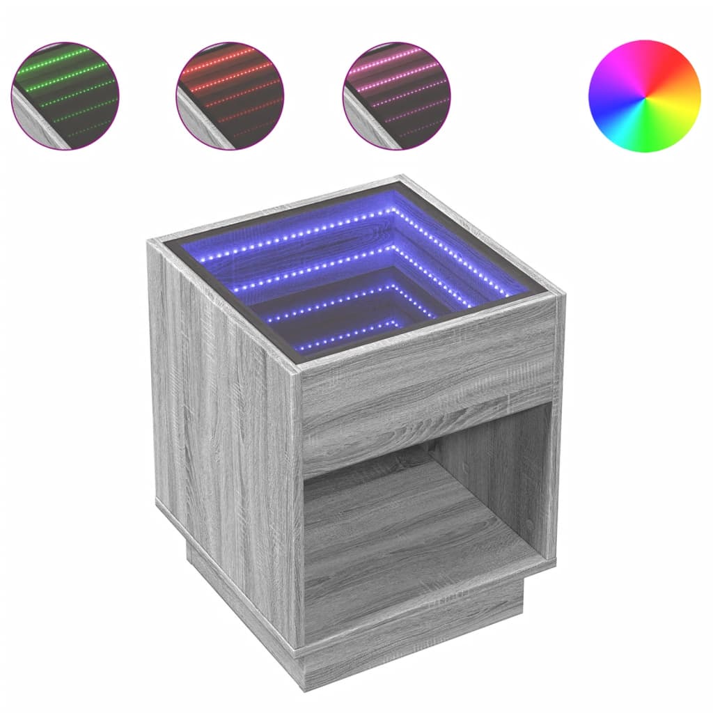 Table basse avec LED infini sonoma gris 40x40x50 cm - Tables basses
