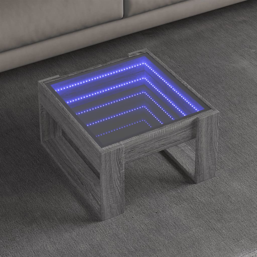 Table basse avec LED infini sonoma gris 50x53x30 cm - Tables basses