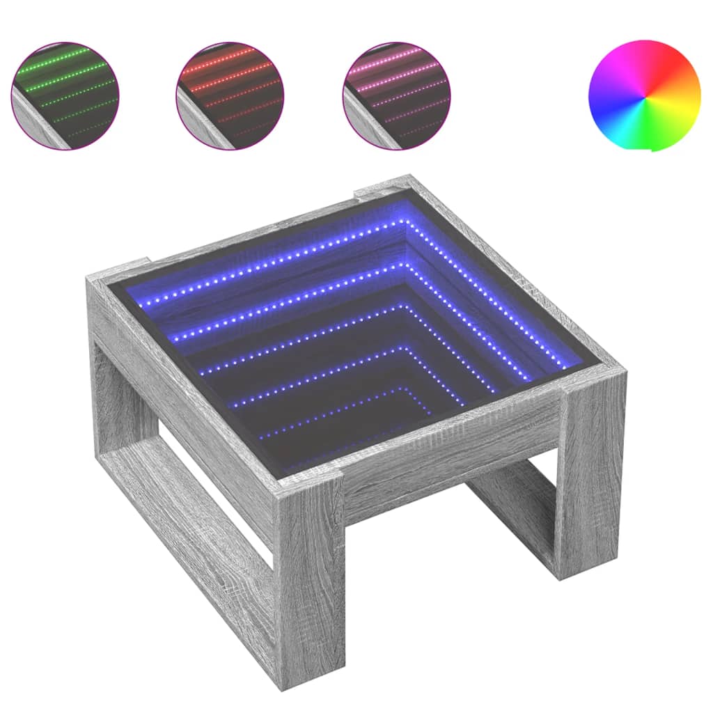Table basse avec LED infini sonoma gris 50x53x30 cm - Tables basses