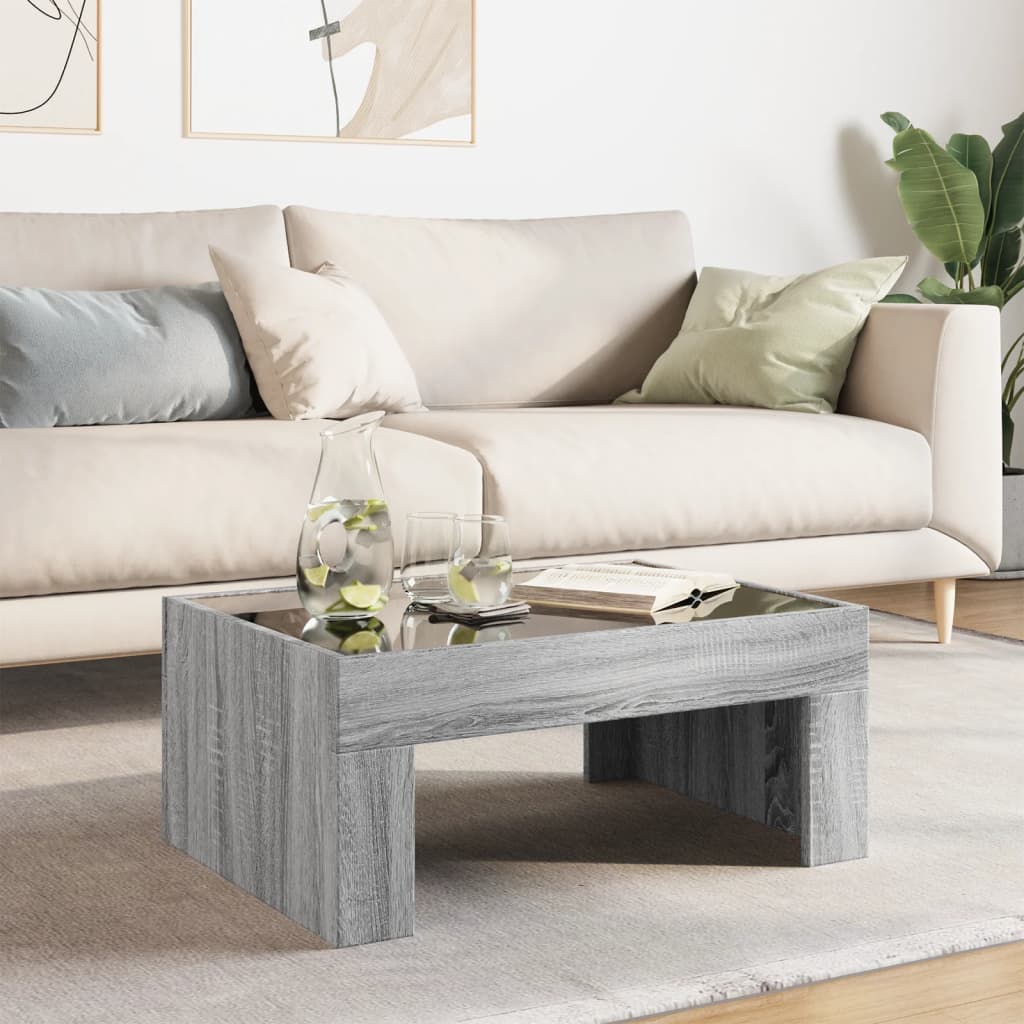 Table basse avec LED infini sonoma gris 70x50x30 cm - Tables basses