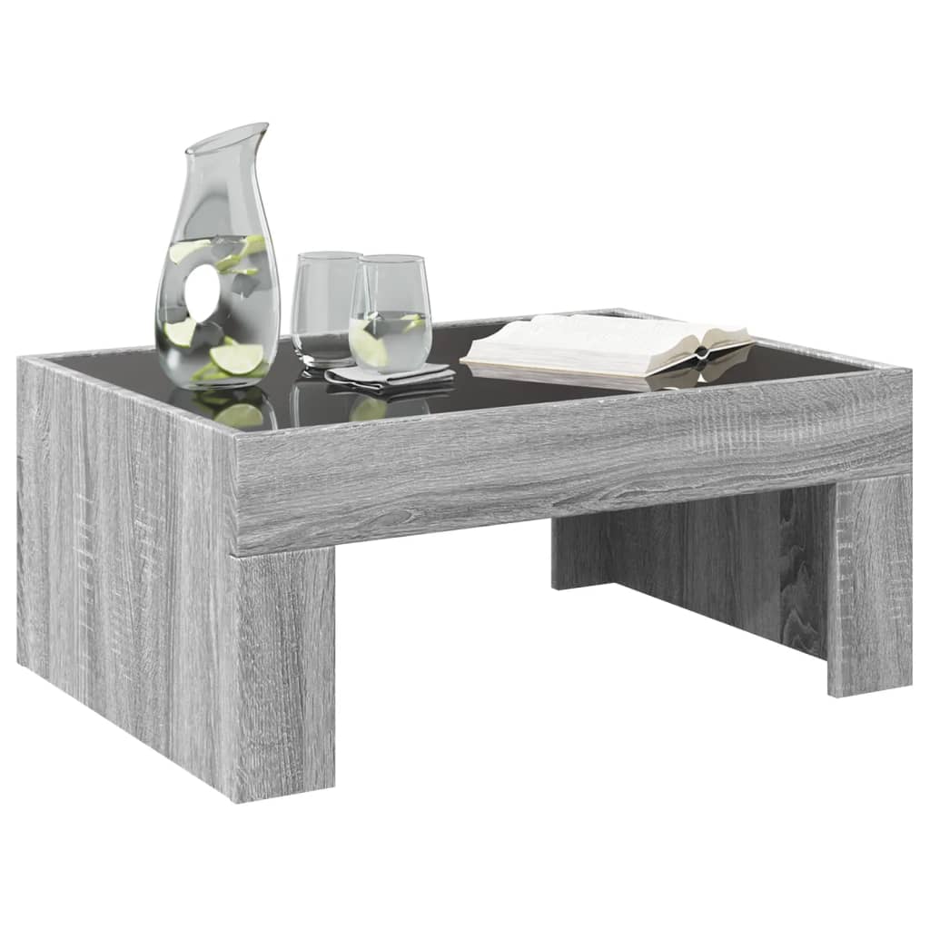 Table basse avec LED infini sonoma gris 70x50x30 cm - Tables basses