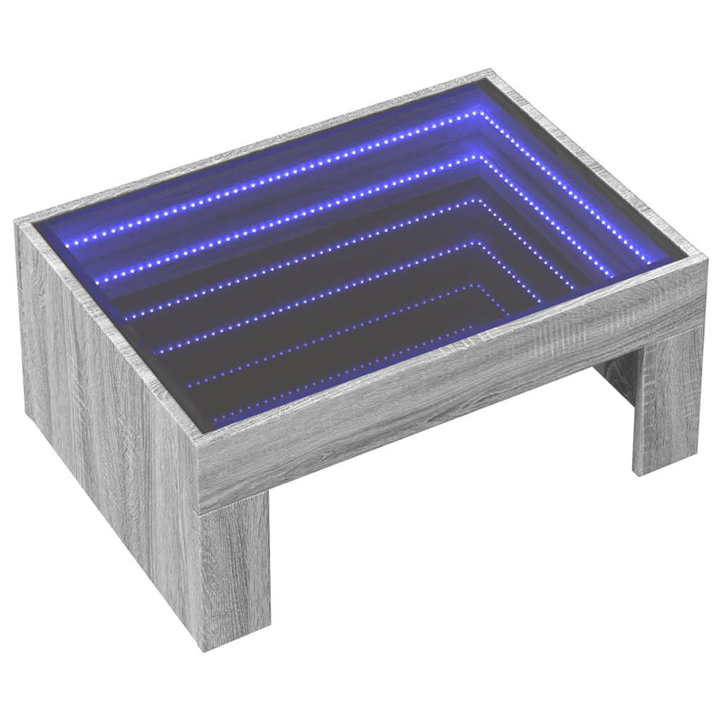 Table basse avec LED infini sonoma gris 70x50x30 cm - Tables basses