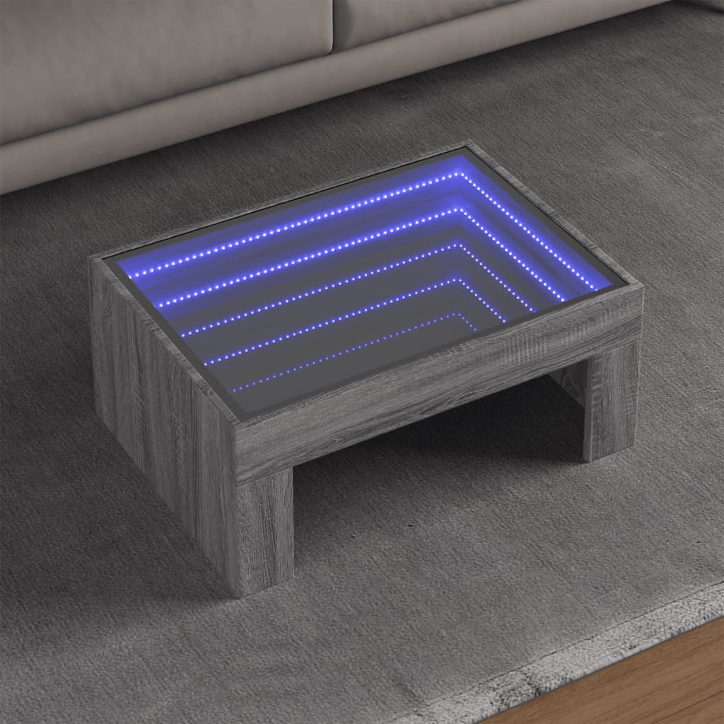 Table basse avec LED infini sonoma gris 70x50x30 cm - Tables basses