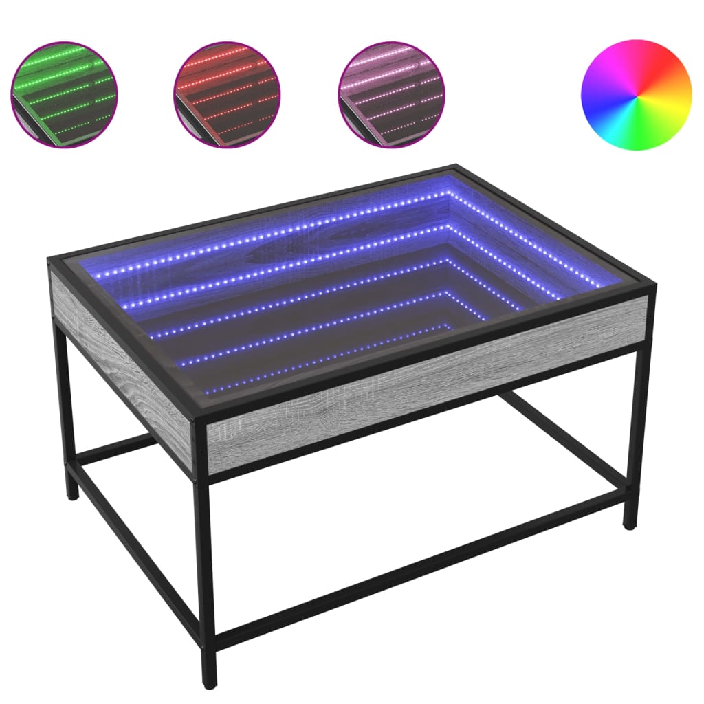 Table basse avec LED infini sonoma gris 70x50x41 cm - Tables basses