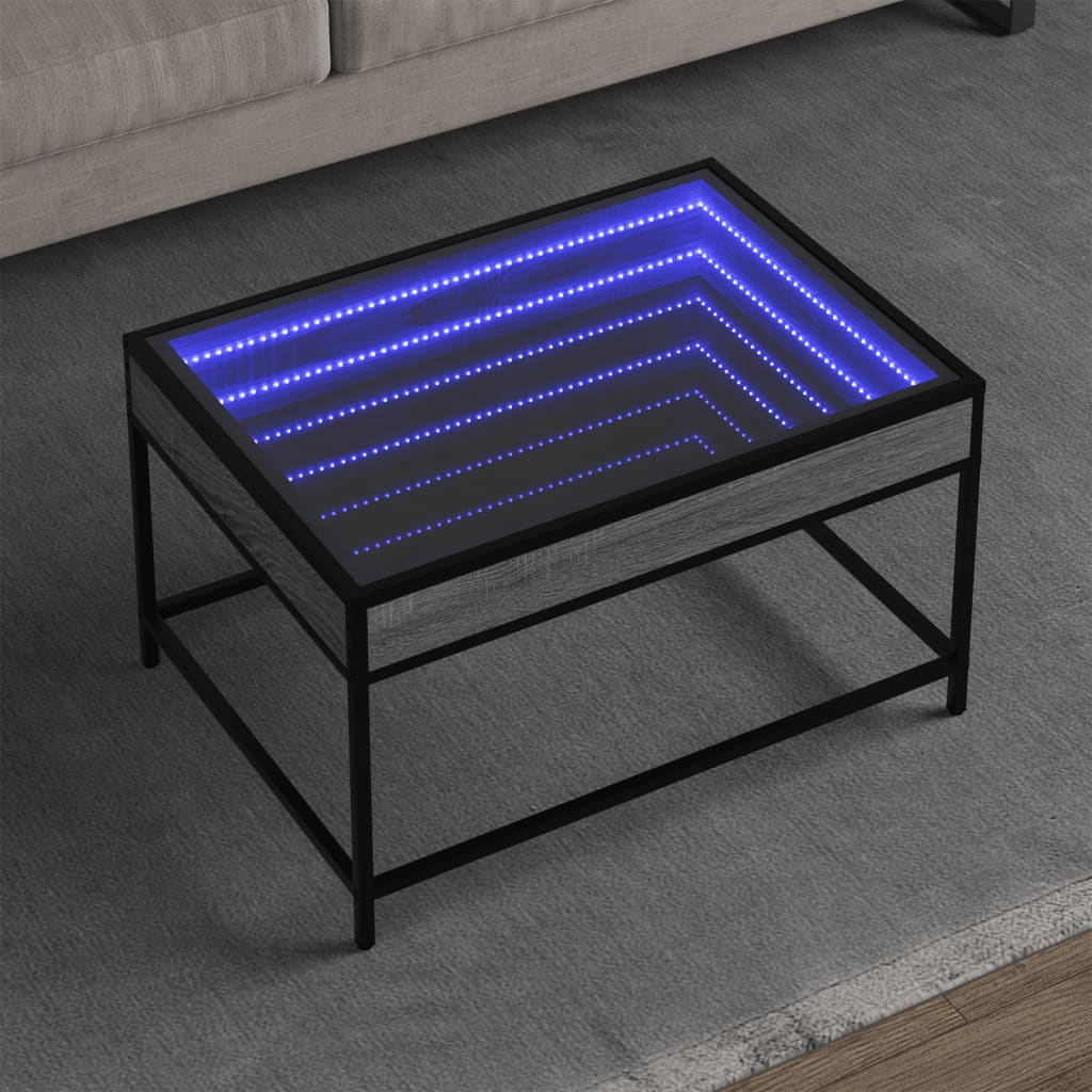 Table basse avec LED infini sonoma gris 70x50x41 cm - Tables basses