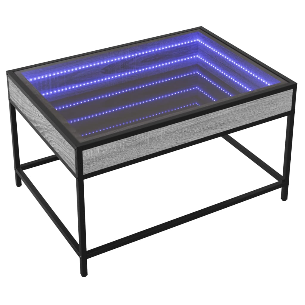 Table basse avec LED infini sonoma gris 70x50x41 cm - Tables basses